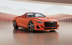 Красный автомобиль Bentley Mulliner Batur Convertible 2024 года