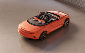 Красный автомобиль Bentley Mulliner Batur Convertible 2024 года вид сверху