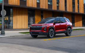 Красный автомобиль Chevrolet Equinox RS 2025 года