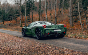 Вид сзади на автомобиль Ferrari 458 Italia Tailor Made Army