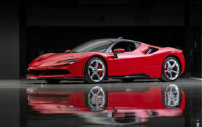 Красный автомобиль Ferrari SF90 Stradale