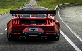 Вид сзади на автомобиль Ford Mustang GTD Performance Pack 2025 года