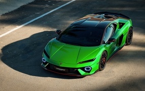 Зеленый спортивный автомобиль Lamborghini Temerario Alleggerita package