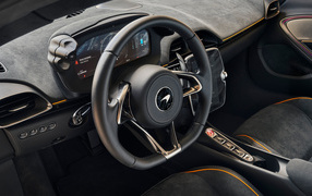 Black leather interior of the McLaren Artura car