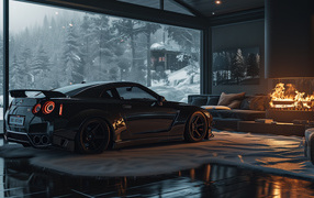 Автомобиль Nissan Skyline GT-R в комнате