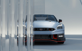 Серебристый автомобиль Nissan GT-R Nismo Front