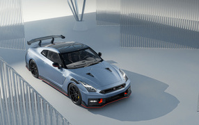 Вид сверху на автомобиль Nissan GT-R Nismo