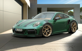 Зеленый автомобиль TechArt GTstreet R Touring