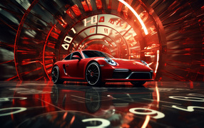 Красный автомобиль Porsche GT3 RS