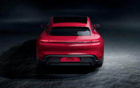 Red Porsche Taycan GTS rear view