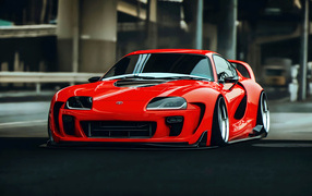 Красный автомобиль Toyota Supra MK4 Retro AI