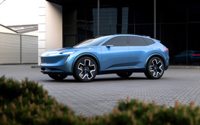 Синий автомобиль Volkswagen ID. Code 2024  года