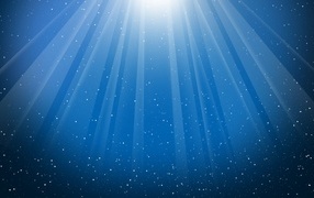 Синий фон с яркими лучами и белыми точками