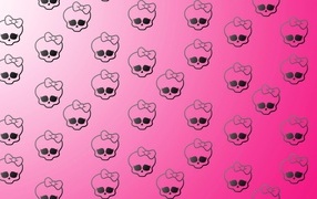 Черепа с бантами на розовом фоне