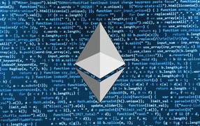 Значок ethereum на фоне числового кода
