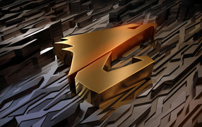 Золотой логотип компании aorus gigabyte