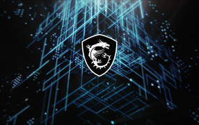 Логотип msi на неоновом фоне с линиями