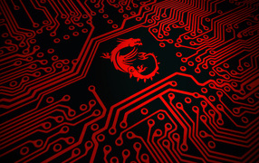 Красный дракон логотип msi на плате