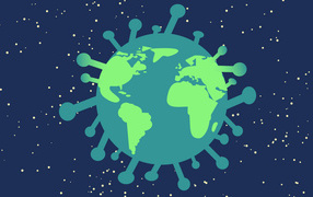 Бактерия коронавируса на синем фоне