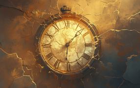 Старые часы на разрушающейся стене