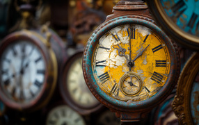 Старые ржавые часы крупным планом