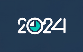 Белые цифры 2024 на сером фоне