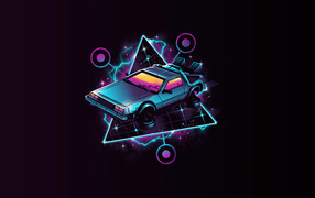 Нарисованный автомобиль на черном фоне