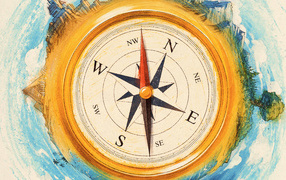 Большой нарисованный компас 