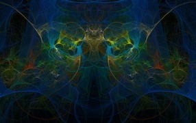 Blurred multicolored abstract patterns on a black background