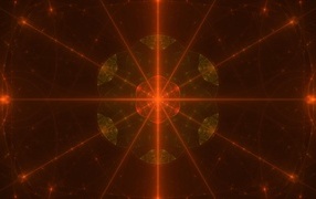 Яркие красные лучи на фрактальном узоре