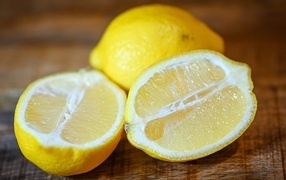 Halves of sour yellow lemon