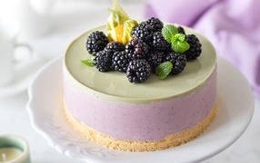 Пирог с муссом и ягодами черники