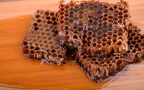 Сладкие медовые соты на столе