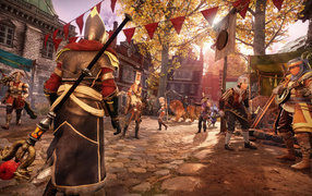 Улица города в компьютерной игре New World: Aeternum, 2024