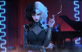 Персонаж Круэлла с сигаретой в руке