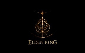 Логотип компьютерной игры Elden Ring на черном фоне