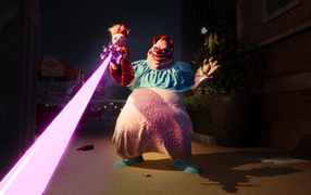 Толстый злой клоун из компьютерной игры Killer Klowns from Outer Space: The Game, 2024