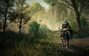 Рыцарь на коне, кадр компьютерной игры Elden Ring: Shadow of the Erdtree