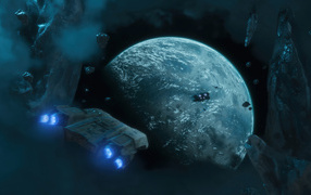 Вид на планету в компьютерной игре Star Wars Outlaws, 2024