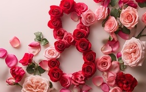 Цифра 8 из роз на праздник для любимой