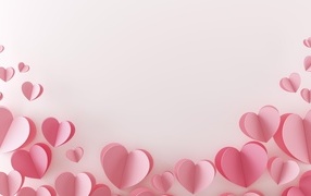 Фон из розовых бумажных сердечек 