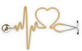 Кардиограмма со стетоскопа на белом фоне