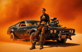 A girl with a car is a character in the new film Furiosa: The Mad Max Chronicles, 2024