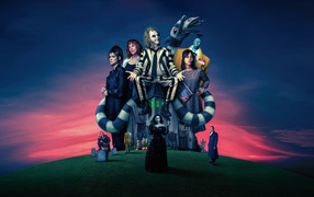 Постер нового фантастического фильма Битлджус 2, 2024