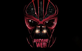 Skull on a black background, poster for the new film Madame Web