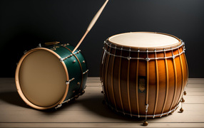 Барабаны на сером фоне