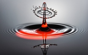 Брызги от капли воды на серой поверхности