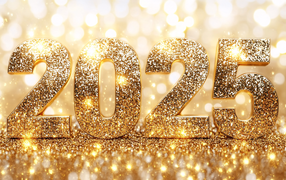 Красивый яркие блестящие цифры 2025 на Новый год