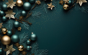 Красивый зеленый шаблон для новогодней открытки