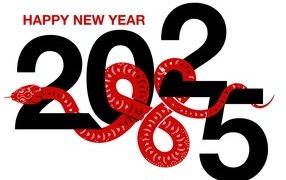 Открытка на новый год змеи 2025
